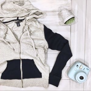 [american living] Zip Up Navy Blue + Grey Hoodie